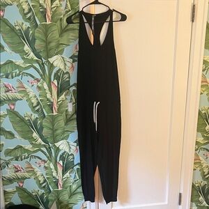 Black Vuori Jumpsuit with White Drawstring